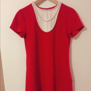 New red dress with pearls